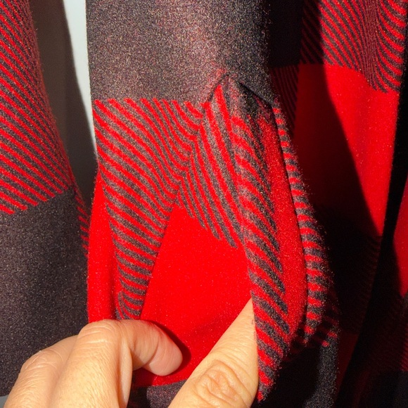 Torrid Red and Black Plaid Trench Coat - Picture 5 of 9